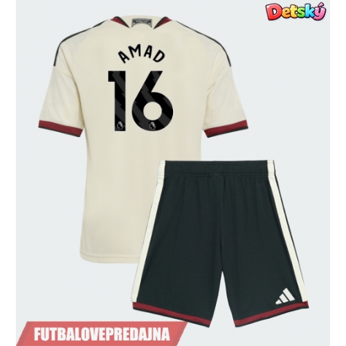 Lacne Dětský Futbalové dres Manchester United Amad Diallo #16 2026-27 Krátky Rukáv - Tretina (+ trenírky)